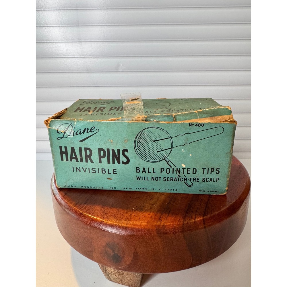 Vintage Diane Hair Pins Box Retro 1960s Invisible Black Ball‎ Pointed Tips